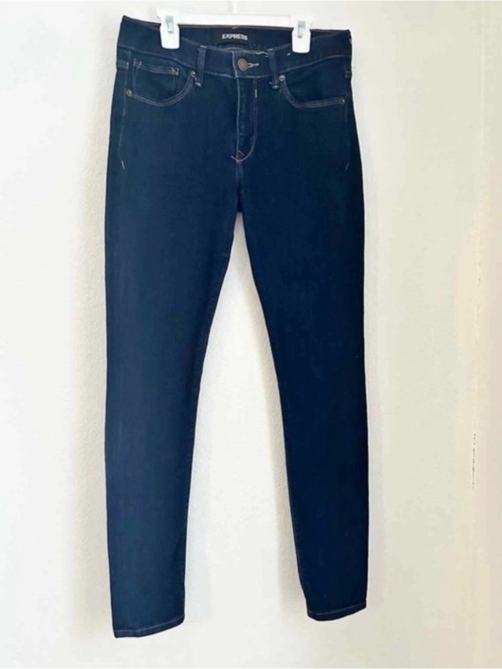 Express Navy Blue Stretch Skinny Jeans Mid Rise Size 10